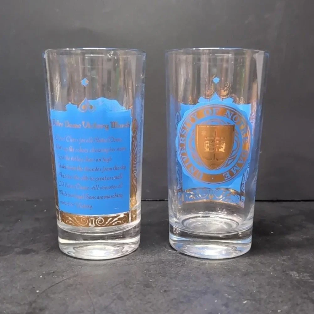 Notre Dame Souvenir Tumblers, Set of 2, Victory March Lyrics‎ Design, Glassware